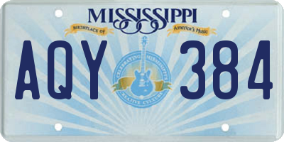 MS license plate AQY384
