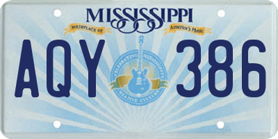 MS license plate AQY386