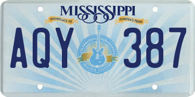MS license plate AQY387