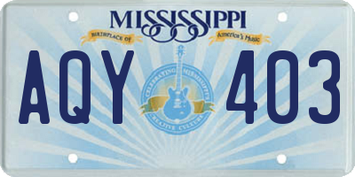 MS license plate AQY403