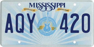 MS license plate AQY420