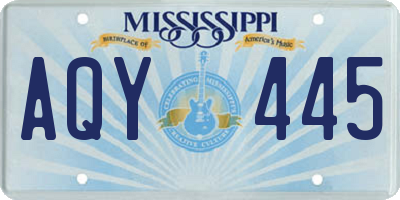 MS license plate AQY445