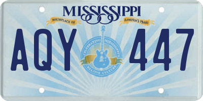 MS license plate AQY447