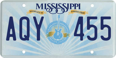 MS license plate AQY455