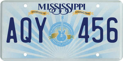MS license plate AQY456