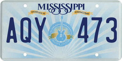 MS license plate AQY473