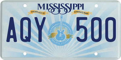 MS license plate AQY500