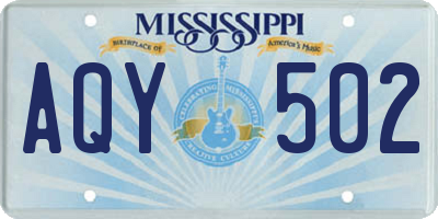 MS license plate AQY502