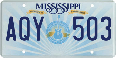 MS license plate AQY503