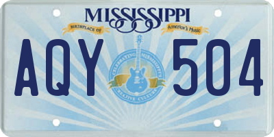 MS license plate AQY504