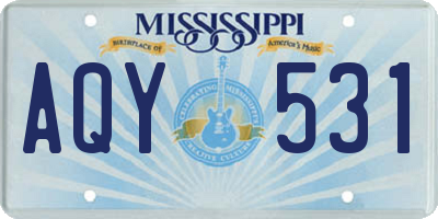 MS license plate AQY531