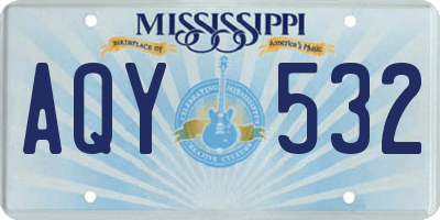 MS license plate AQY532