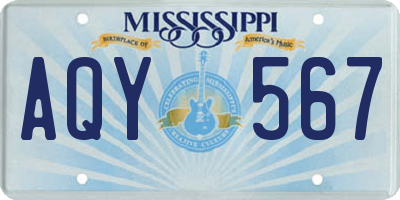 MS license plate AQY567