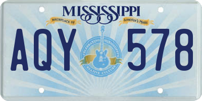 MS license plate AQY578