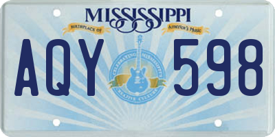 MS license plate AQY598