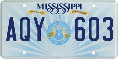 MS license plate AQY603