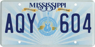 MS license plate AQY604