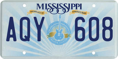 MS license plate AQY608