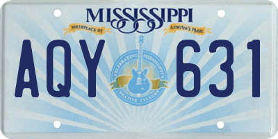 MS license plate AQY631