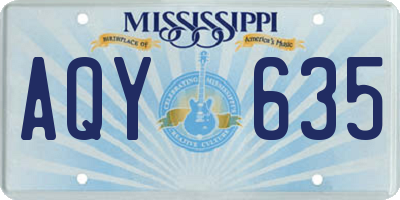 MS license plate AQY635