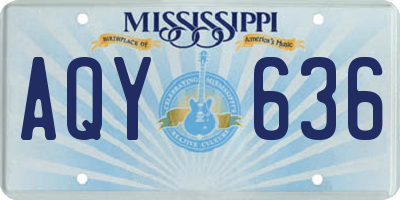 MS license plate AQY636
