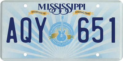 MS license plate AQY651