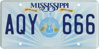 MS license plate AQY666