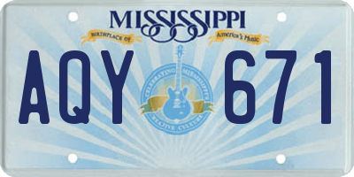 MS license plate AQY671