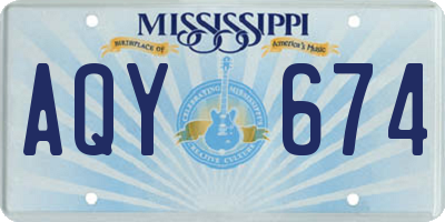 MS license plate AQY674