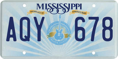 MS license plate AQY678