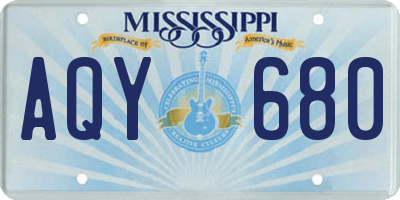 MS license plate AQY680