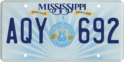 MS license plate AQY692