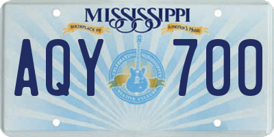 MS license plate AQY700