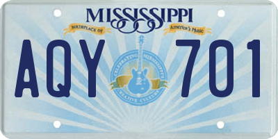 MS license plate AQY701