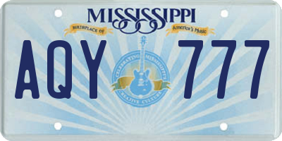 MS license plate AQY777