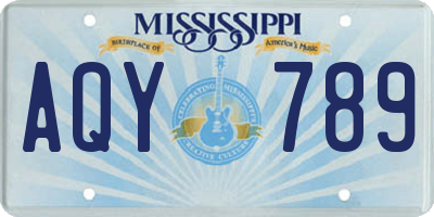 MS license plate AQY789