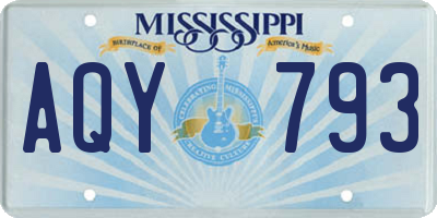MS license plate AQY793