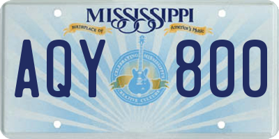 MS license plate AQY800