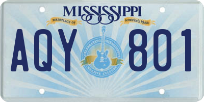 MS license plate AQY801