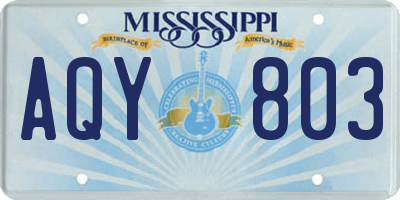 MS license plate AQY803