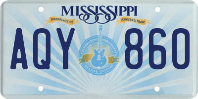 MS license plate AQY860