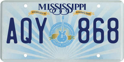MS license plate AQY868