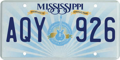 MS license plate AQY926
