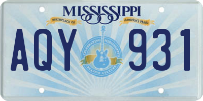 MS license plate AQY931