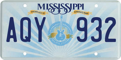 MS license plate AQY932