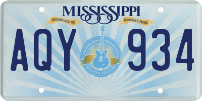 MS license plate AQY934