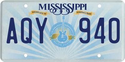 MS license plate AQY940
