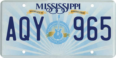 MS license plate AQY965