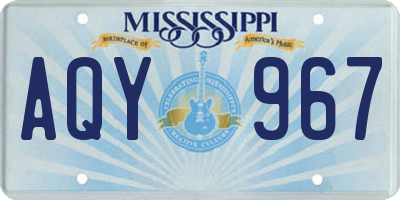 MS license plate AQY967