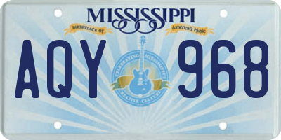 MS license plate AQY968